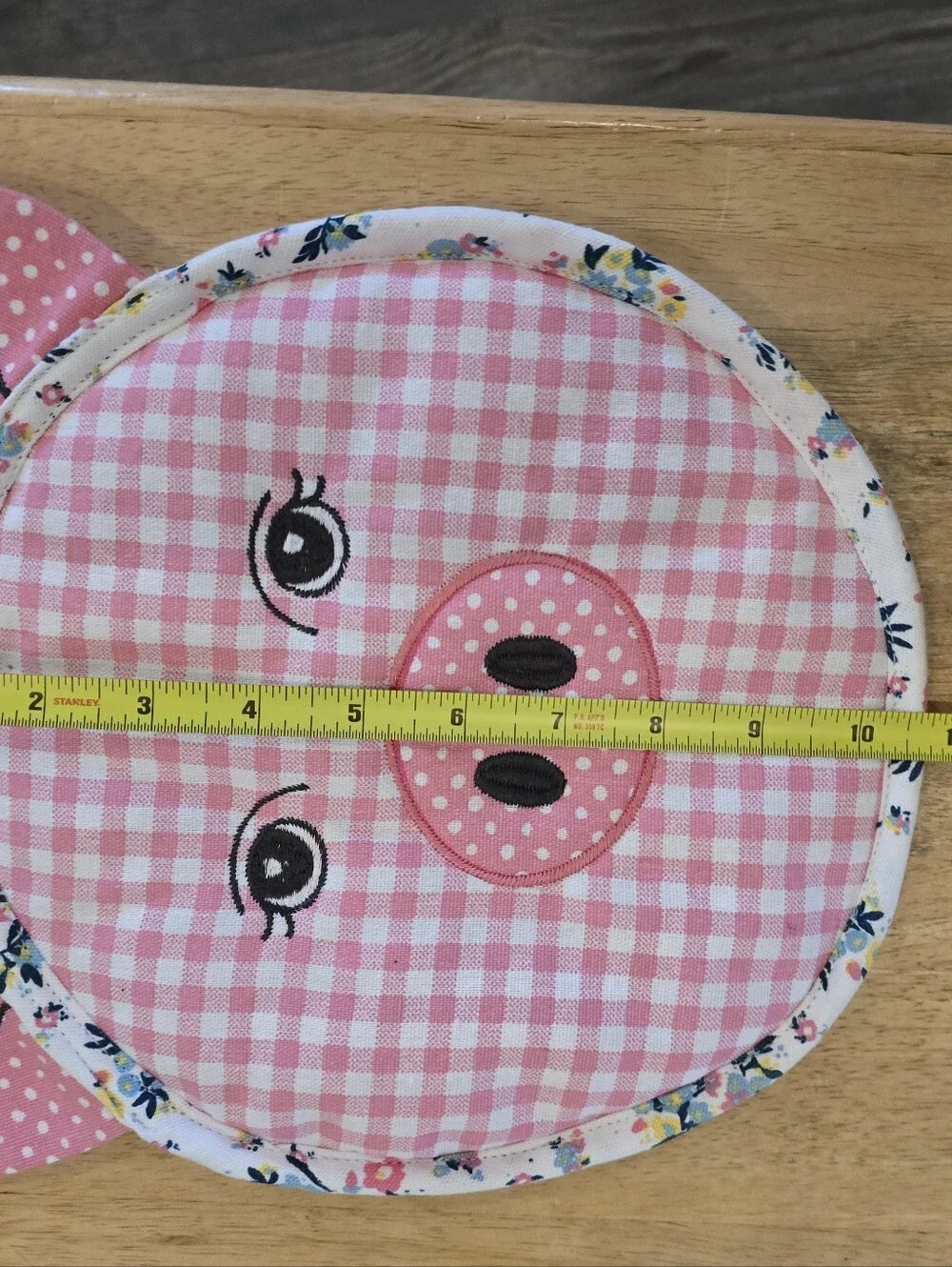 Pioneer Woam Pink Gingham Pig Face Potholder and  Reusable Bag Saver